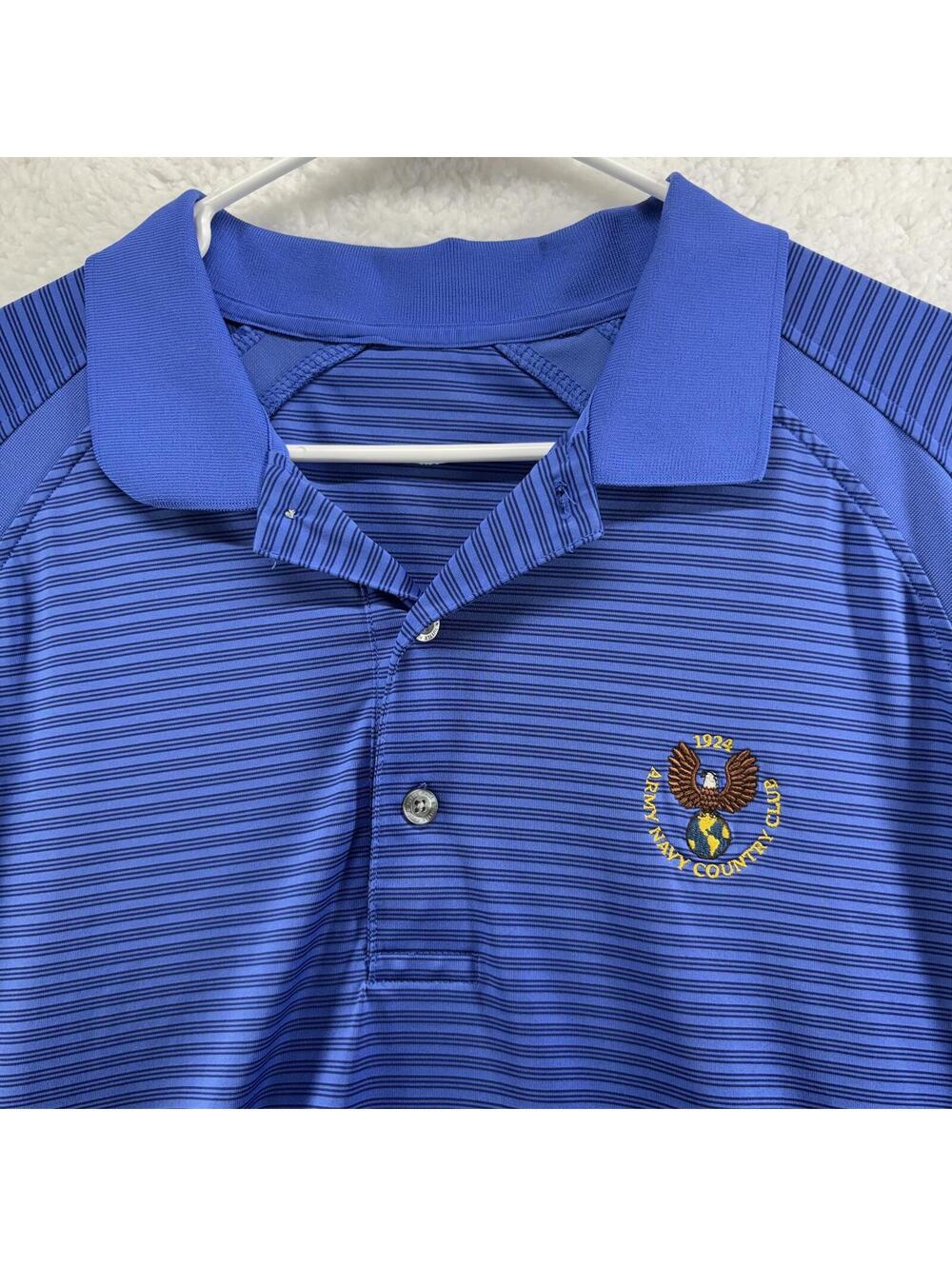 Page & Tuttle Performance Golf Polo Army Navy Country Club Blue Striped